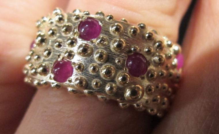 Milly Swire granulated 9 carat gold and ruby ring £1,170