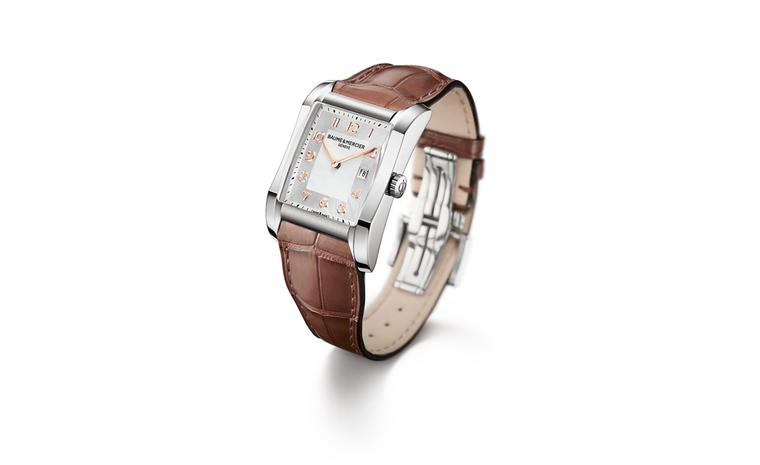 Baume et Mercier Hampton for women: stainless steel case with quartz movement on leather strap. £1,780