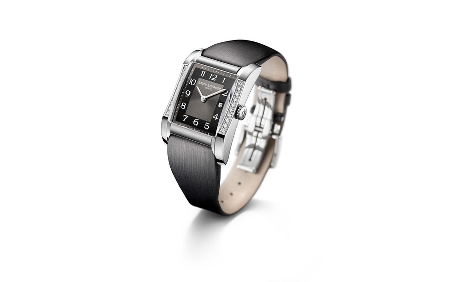 Baume et Mercier Hampton for women: stainless steel case with quartz movement on strap. £2,990