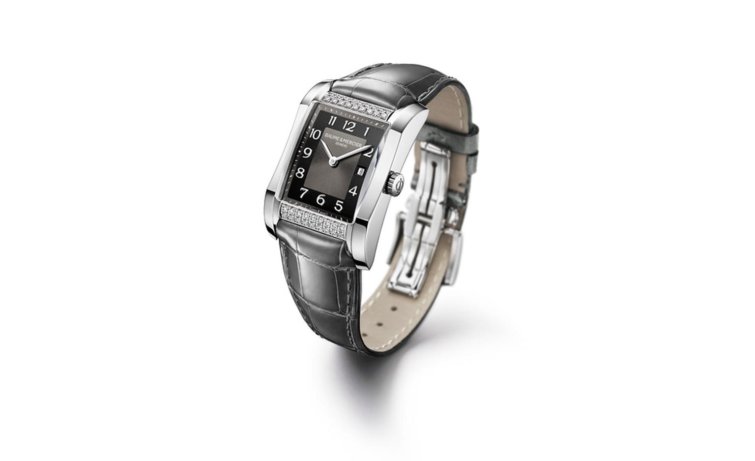 Baume et Mercier Hampton for women: stainless steel case with quartz movement on leather strap. £3,870.