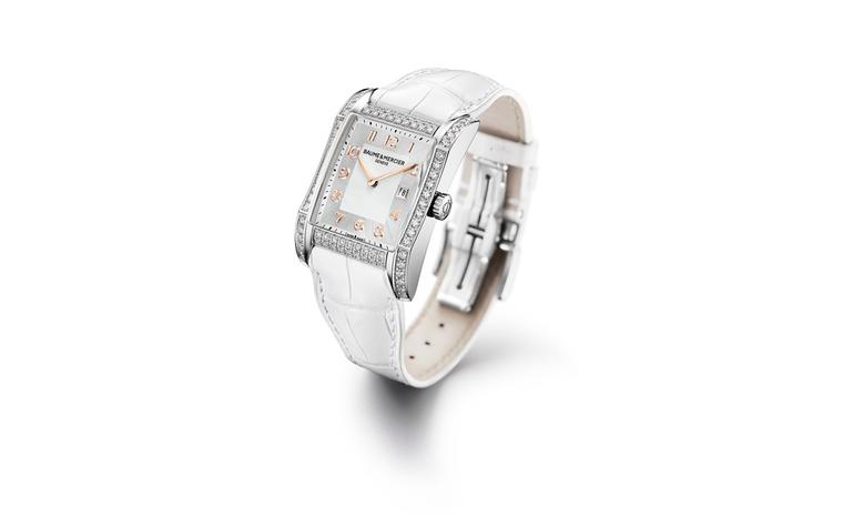 Baume et Mercier Hampton: stainless steel case with quartz movement and diamond-set case on strap. £6,570