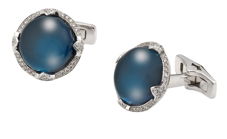 Star and Garter cufflinks . White gold set with London Blue Topaz. Price from £7000.