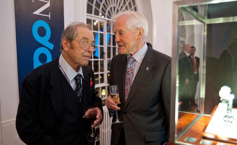 The UK's greatest watchmaker, the late Dr George Daniels (left) at Salon QP 2010 with John C Taylor.