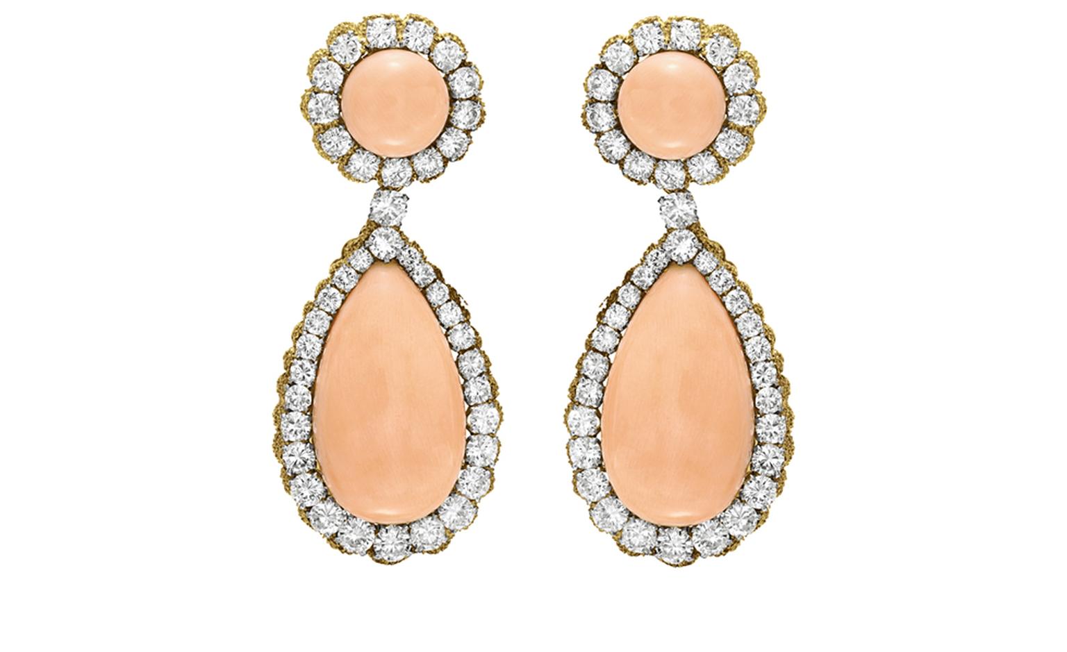 Van Cleef & Arpels. Larmes Coral, Diamond and Yellow Gold ear pendants (1969). © Christie’s Images 2011. POA.