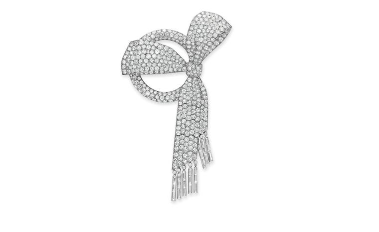 Van Cleef & Arpels. Diamond and Platinum Bow Brooch (1926). © Christie’s Images 2011. POA.