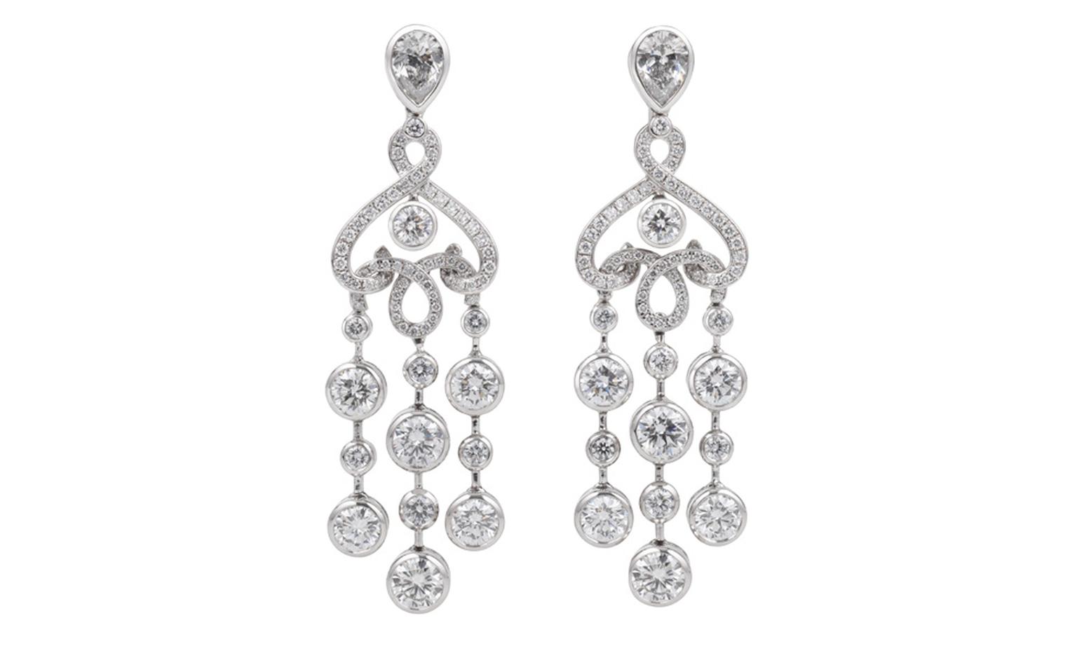 Fabergé Carnet de Bal White Damask earrings inspired by the damask table cloths used to drape banquet tables in Russia in the early 20th century. POA