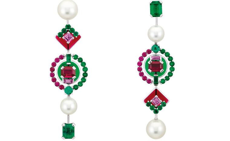 Chanel's Mosaïque design brings the rich hues of emeralds, rubies, pearls and pink sapphires into a rich tapestry of colour from the Secrets D'Orient collection. POA