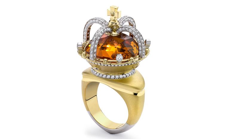 Theo Fennell 18ct Yellow & White Gold Citrine & Diamond Coronet Ring £16,700