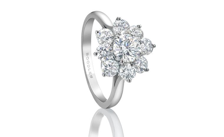 BOODLES, Bolero ring, a classic cluster ring created from brilliant cut diamonds set in platinum. Price from £7,700