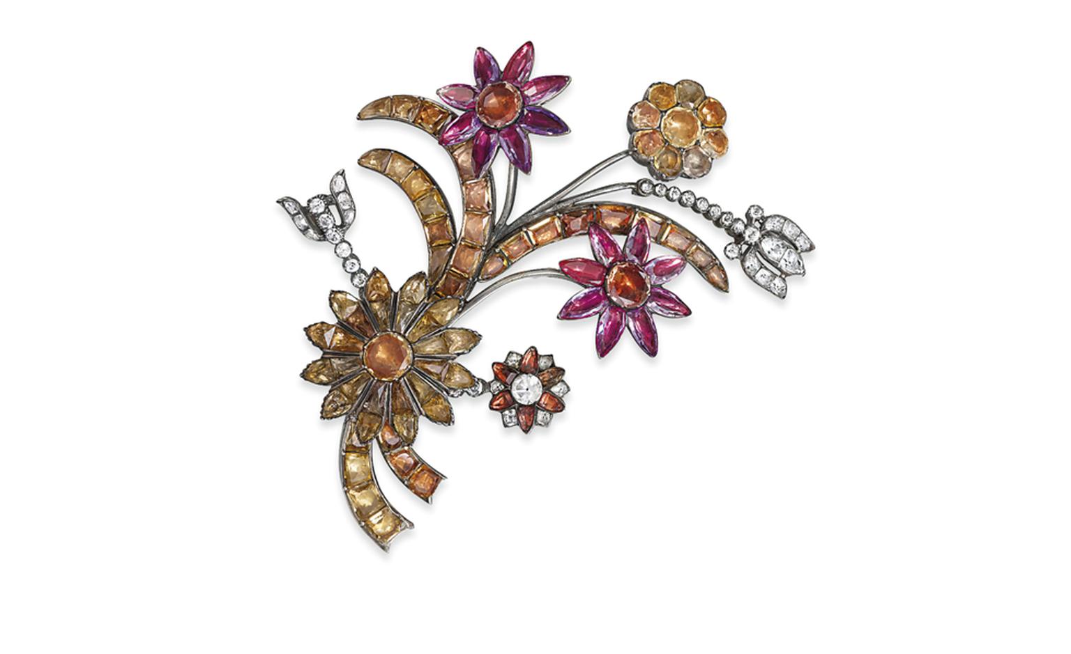 Lot 167. A rare 18th century topaz and paste flower brooch. Estimate £10,000-£15,000. SOLD FOR £12,500