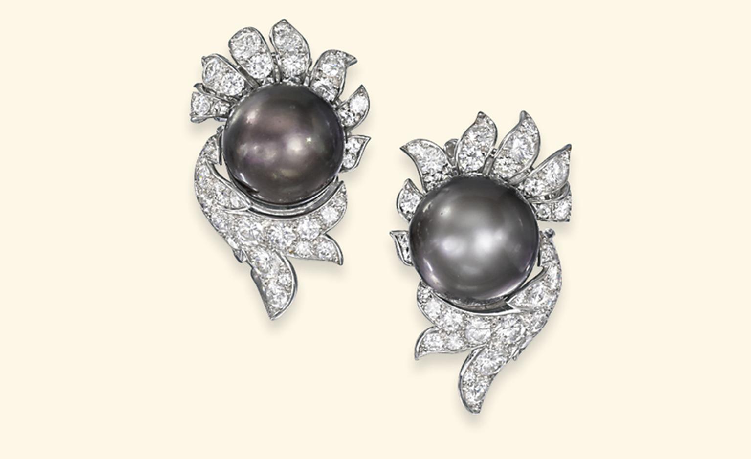 Lot 283. A pair of pearl and diamond ear clips, by Van Cleef & Arpels. Estimate £50,000-£70,000. SOLD FOR £265,250