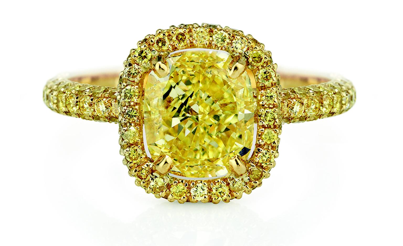 DE BEERS, Aura Cushion Yellow Diamond and Yellow Gold. Price from £9,300