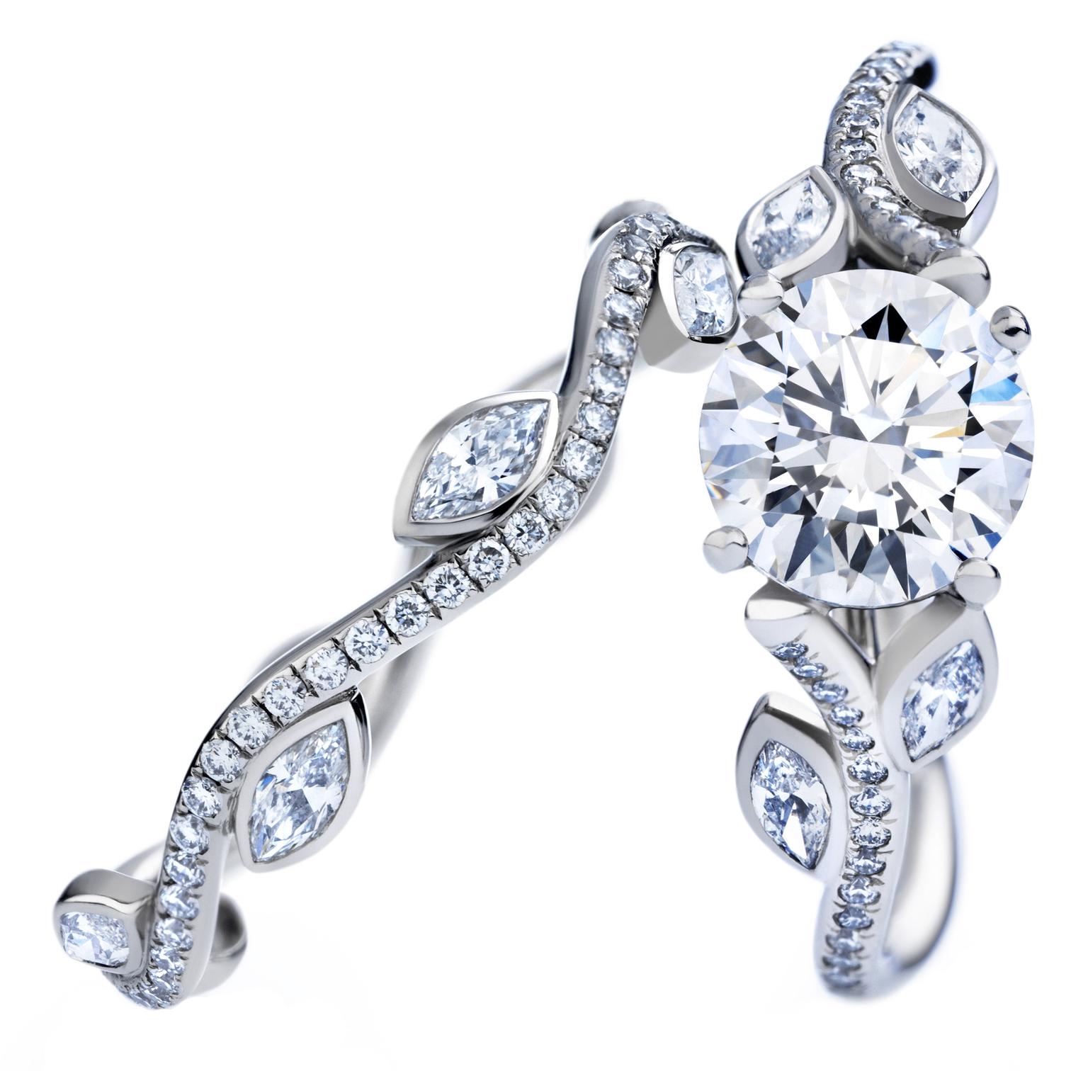 Adonis Rose engagement ring and wedding band, De Beers