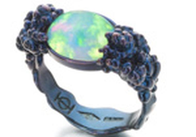 Ornella Iannuzzi: Would you..Ring. Set in blue silver with a Wello opal cabochon. Price from £850