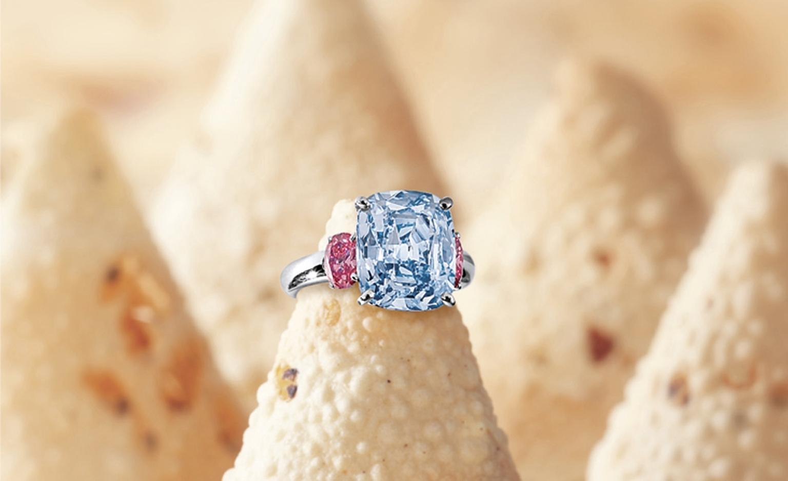 LOT 2851. Rare and important fancy vivid blue diamond and pink diamond ring. EST 70,000,000 - 85,000,000 HKD OLD 79,060,000 HKD