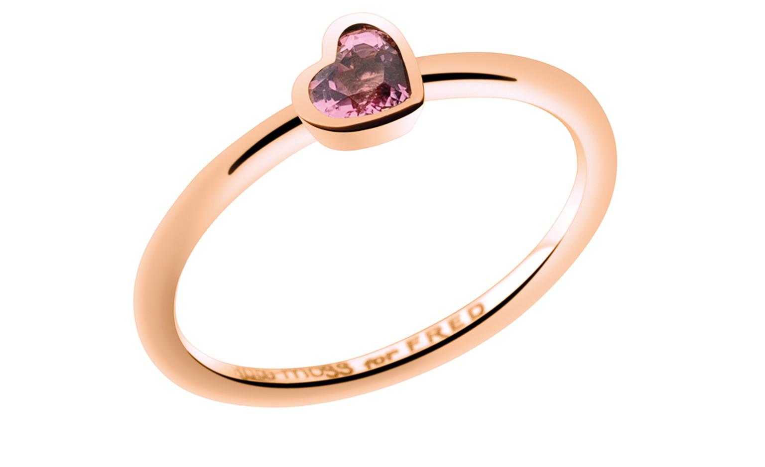 Kate Moss for FRED Collection. Pink gold Heart ring with rubellite. Price from 550 €