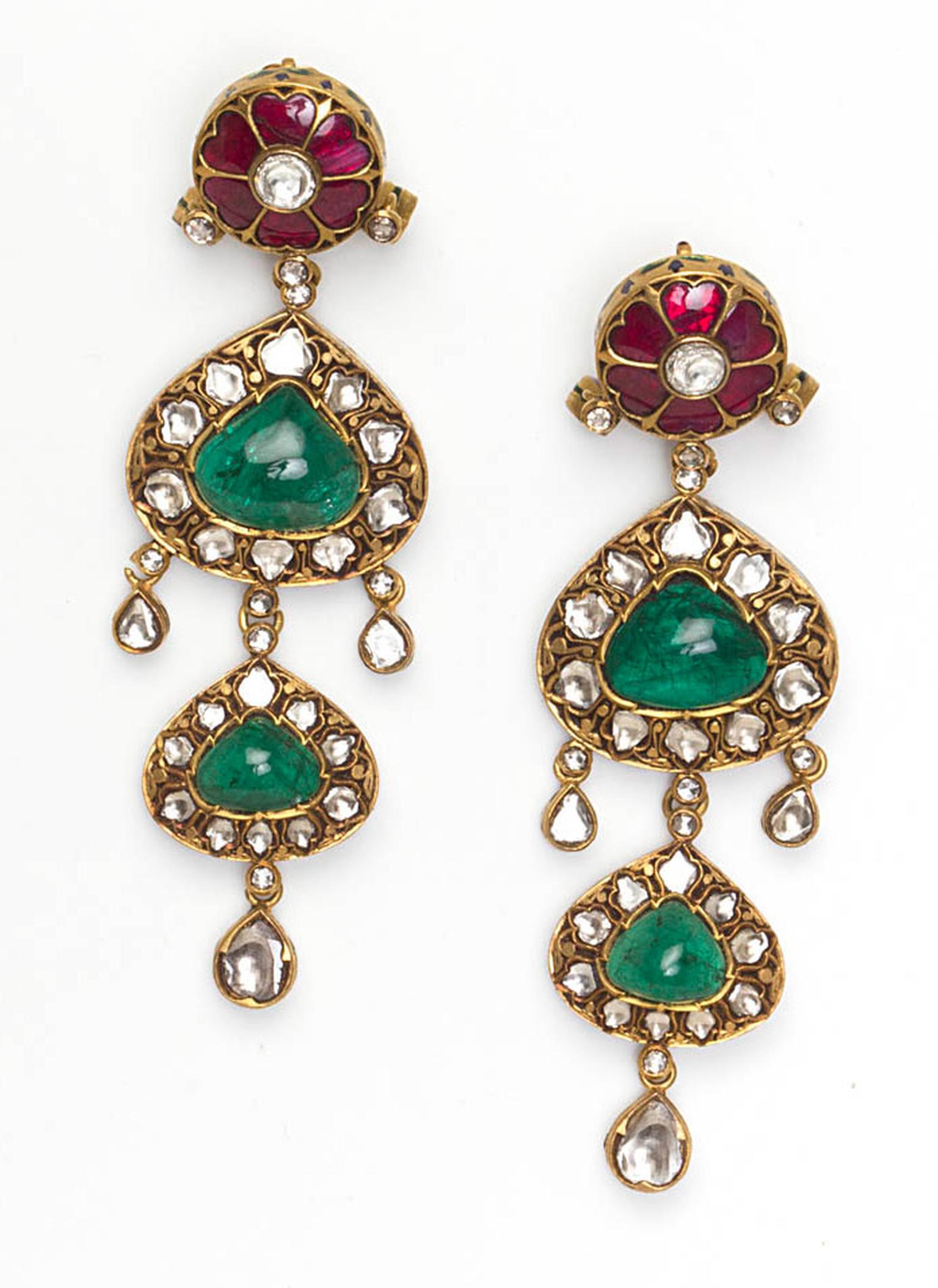 Amrapali-Emerald-Diamond-and-Ruby-earrings