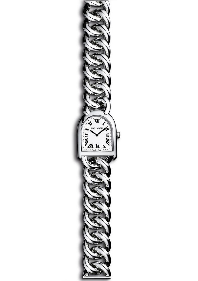 Ralph Lauren Stirrup Petite-Link in steel with an off-white face
