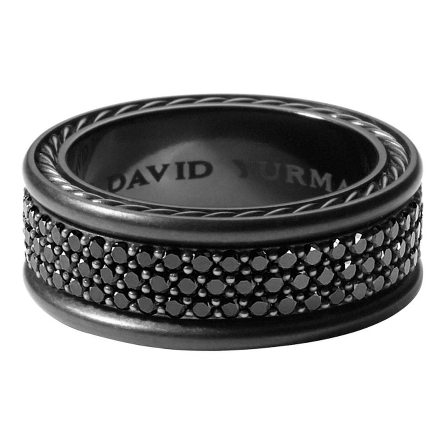 Streamline three row band ring with black diamonds David Yurman