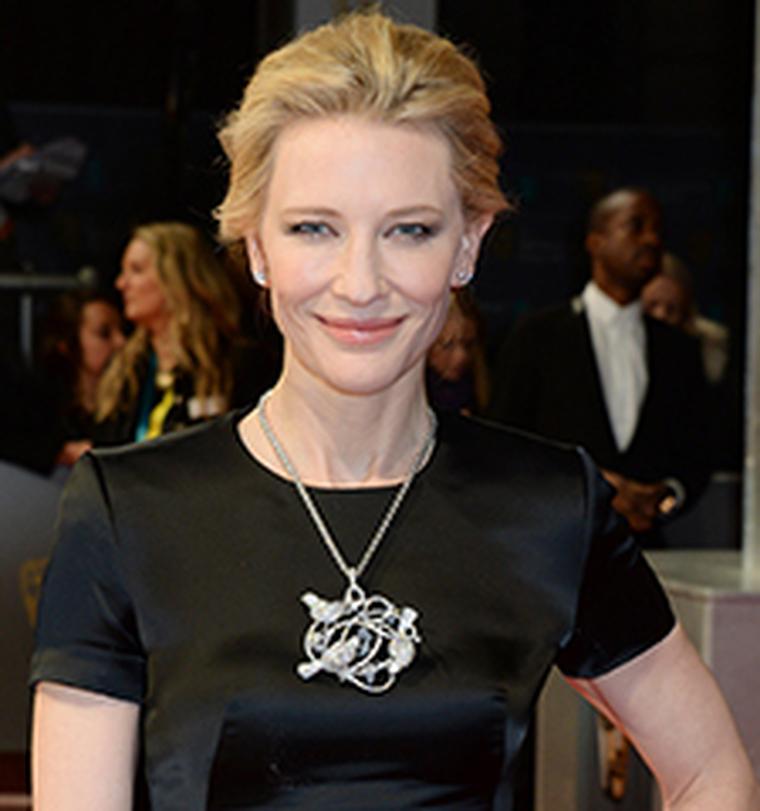 Cate Blanchett wore a Chopard necklace to collect her BAFTA in London in 2014