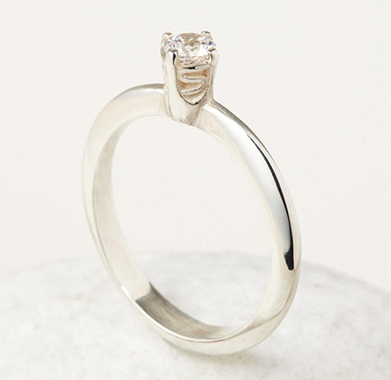 April Doubleday 4 Claw Ring with Waves (from £1,650) in 18ct Fairtrade white gold