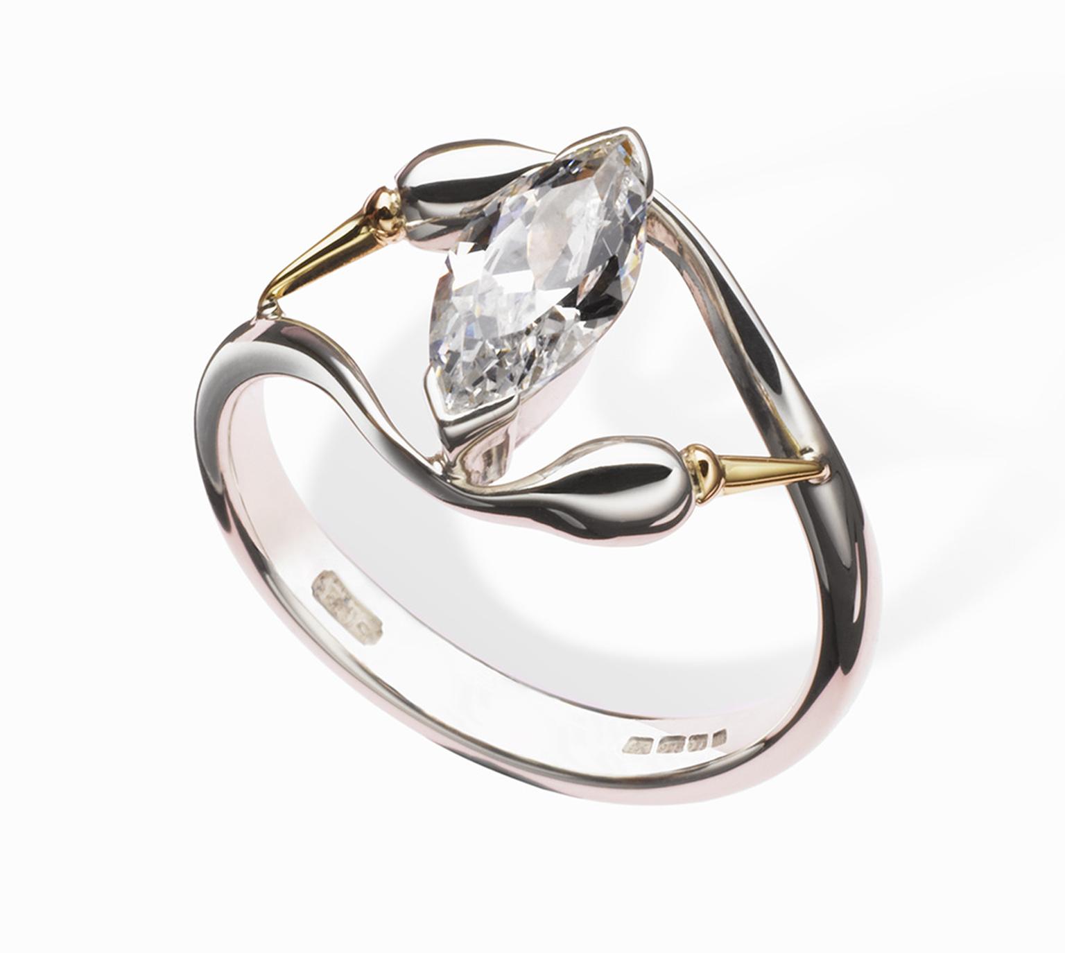 Erica Sharpe Swan ring in 18ct Fairtrade/ Fairmined gold (£1,190; stone extra)