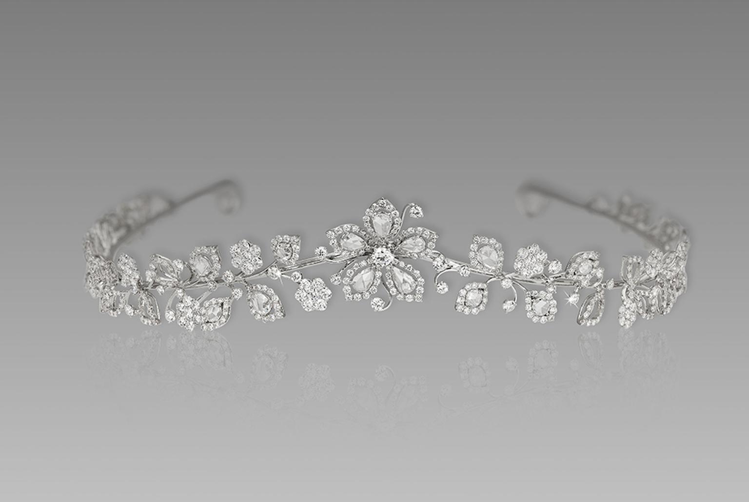 David Morris London tiara with rose-cut diamonds