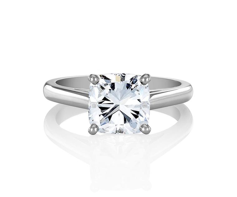 De Beers classic cushion-cut solitaire diamond engagement ring