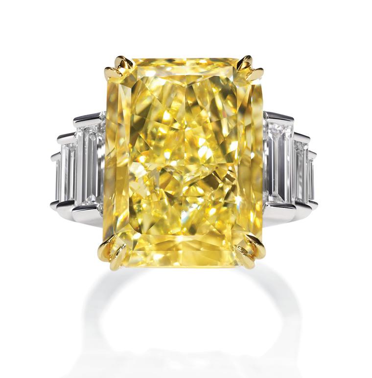 Harry Winston Incredible Radiant-cut Yellow Diamond ring in 18ct yellow gold with platinum (POA)