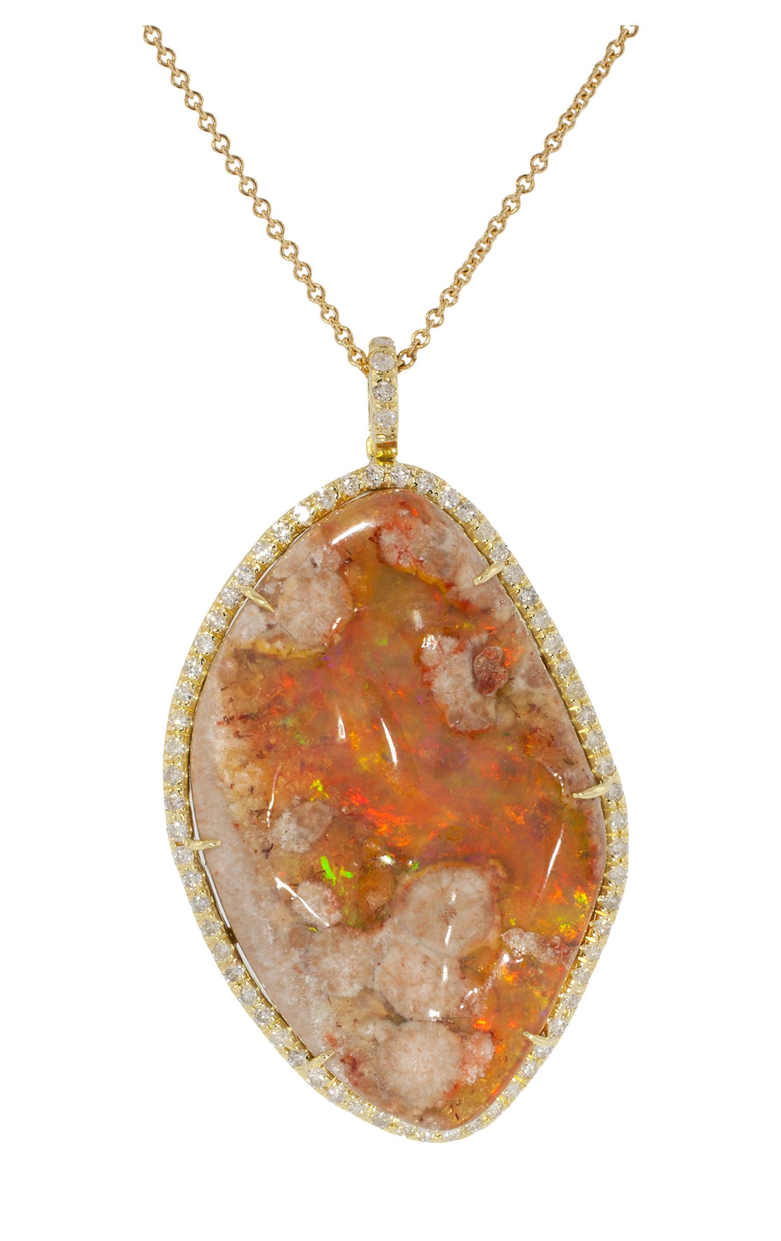Kimberly McDonald fire opal matrix and diamond pendant in yellow gold_20140318_Zoom
