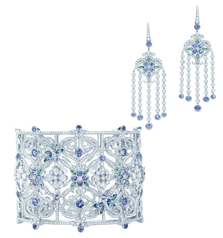 Tiffany-Diamond-and-gemstone-bracelet-and-enchant-earrings
