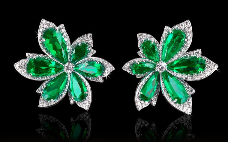 David Morris Natural-Colombian-Emerald-Diamond-Palm-Leaf-Earrings