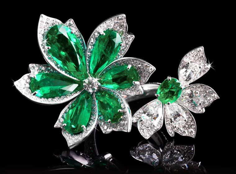 David Morris Natural-Colombian-Emerald-Diamond-Palm-Leaf-Ring