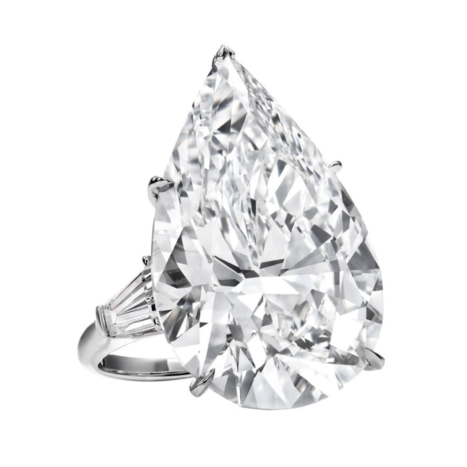 Harry winston pear discount shaped engagement ring