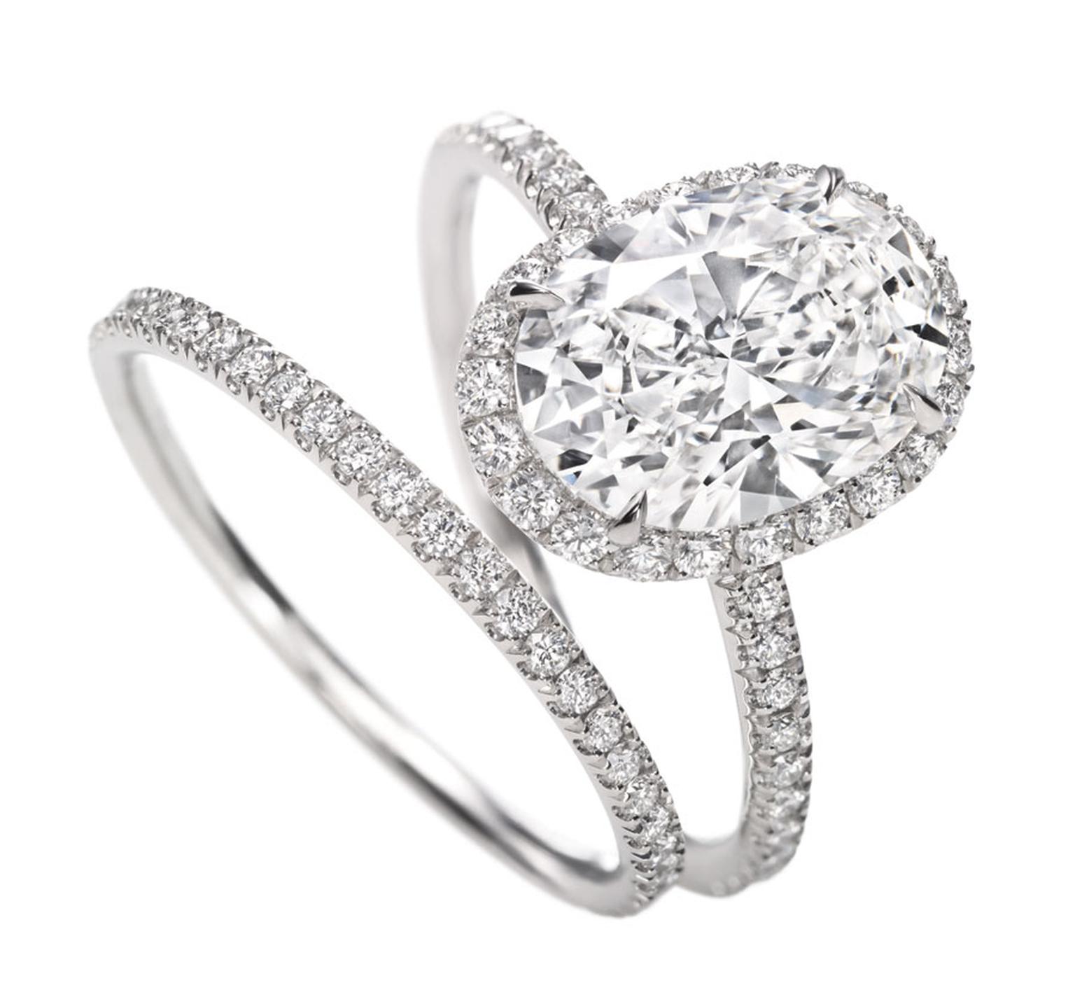 Harry Winston. Oval Micropave Diamond Ring and Micropave