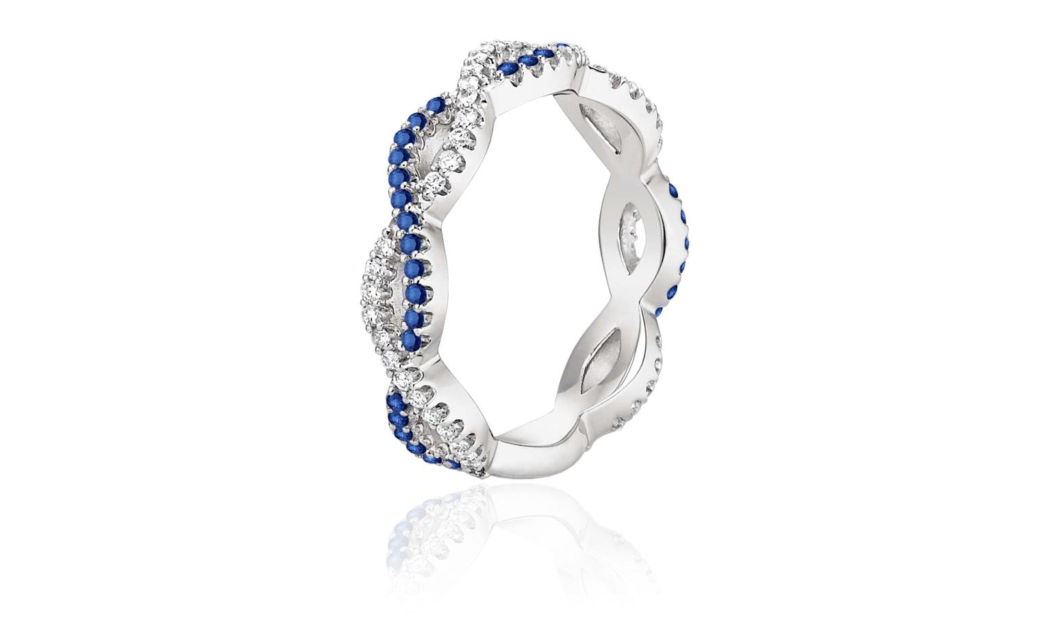 Eternal Twist diamond and sapphire wedding band Brilliant Earth