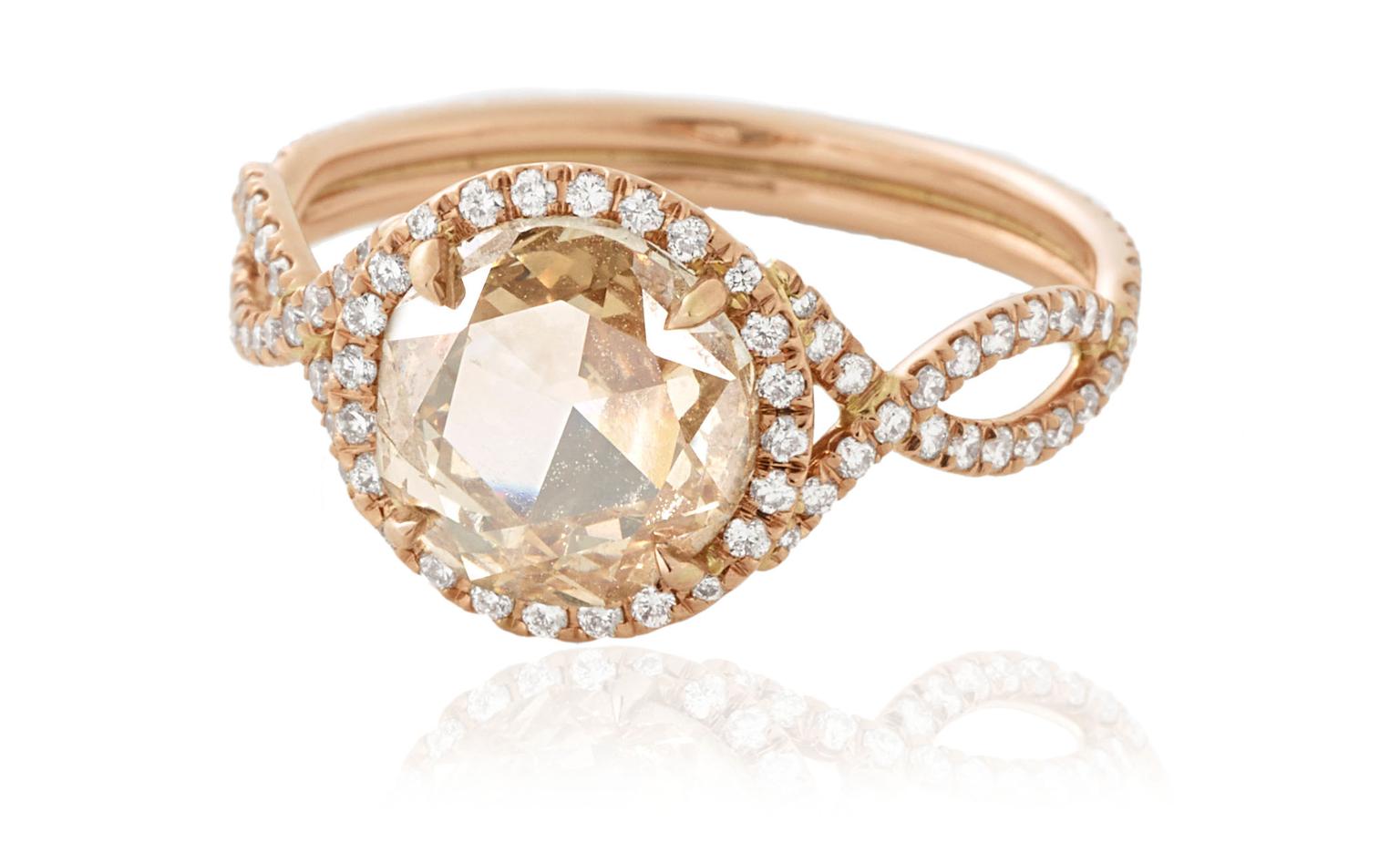 Antique rose cut sales diamond engagement ring