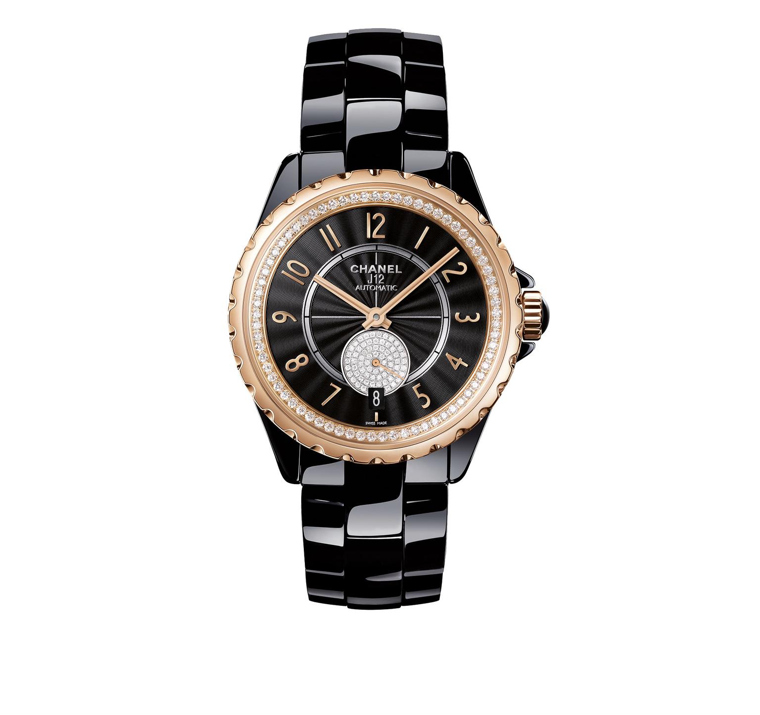 J12-G10 black ceramic and diamond watch, Chanel