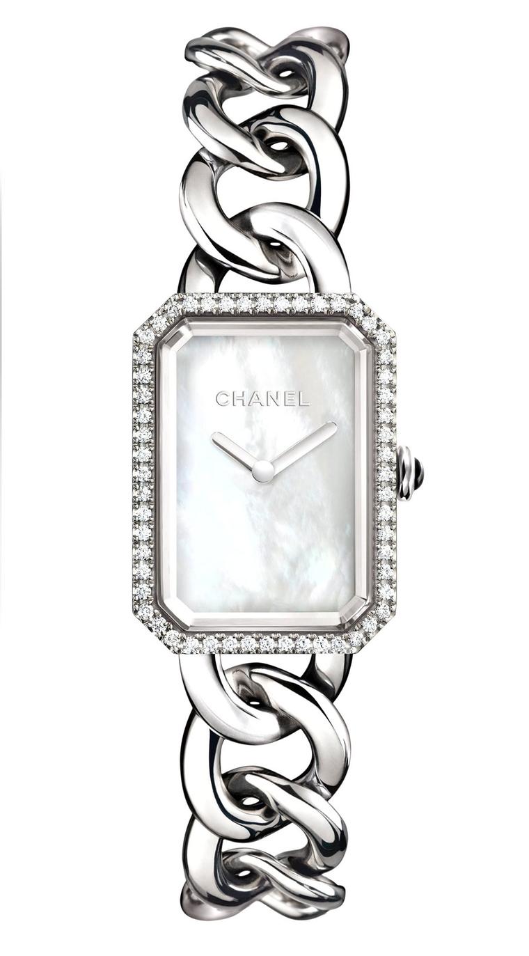 Chanel-Premiere-watch-acier-diamants-cadran-nacre-GM-H3255