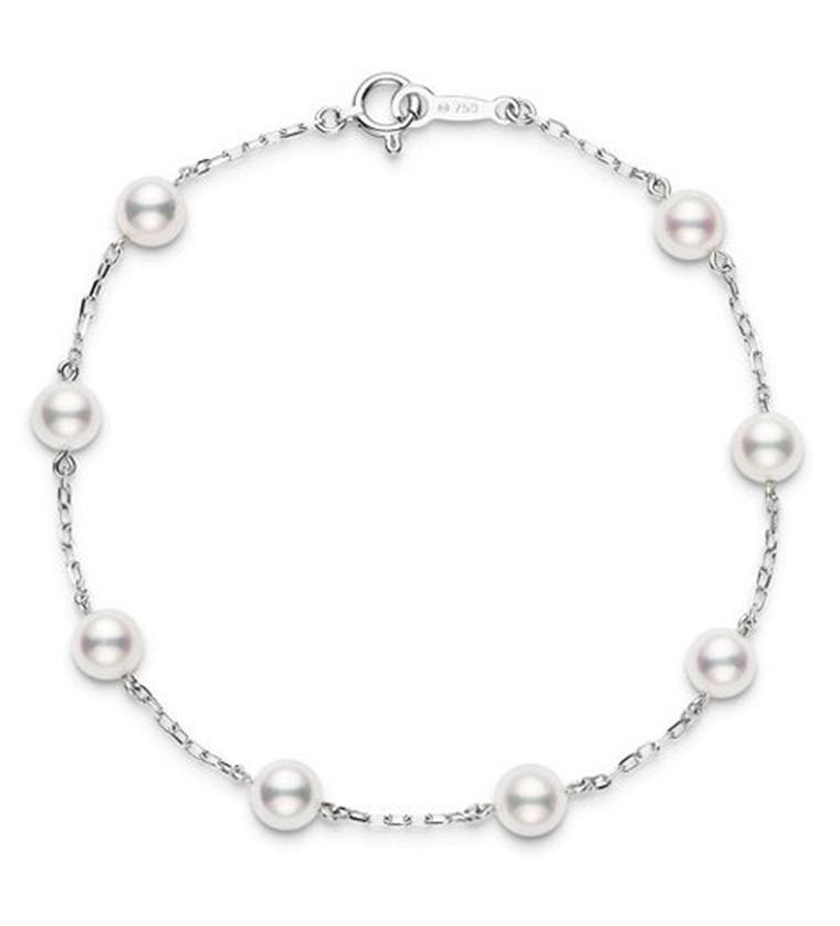 Mikimoto pearl chain bracelet white gold akoya cultured pearls and white gold 430