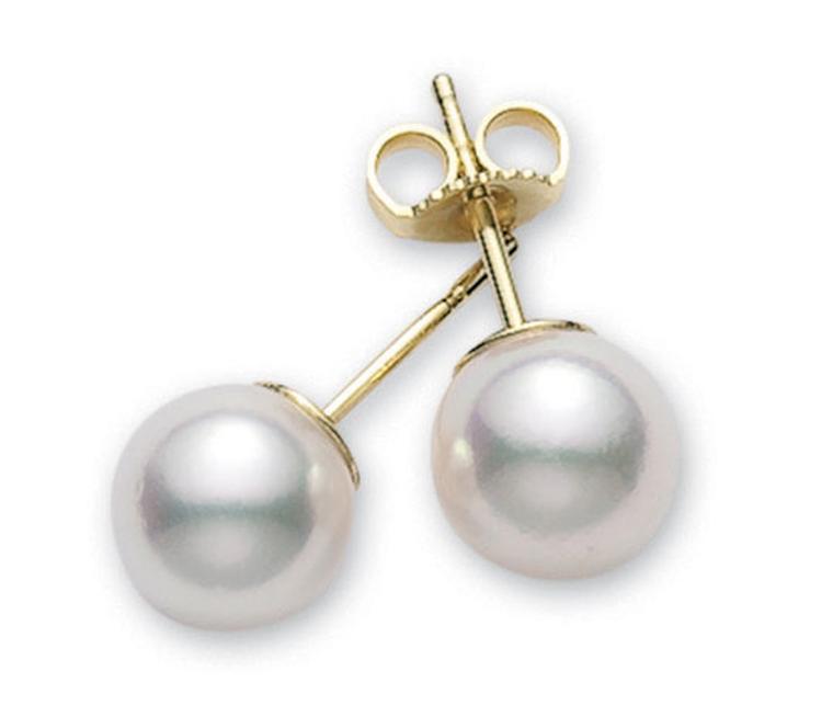 Mikimoto Stud earrings in yellow gold Akoya cultured pearl astud earrings set in yellow gold 240