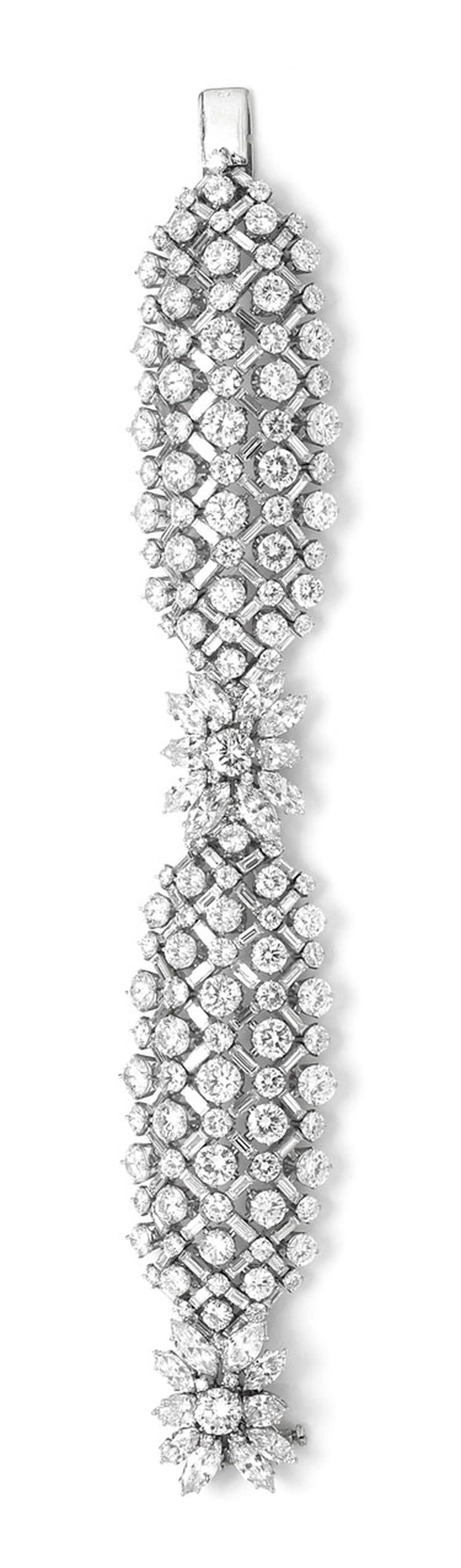 Harry Winston vintage 1959 diamond lattice bracelet 58ct