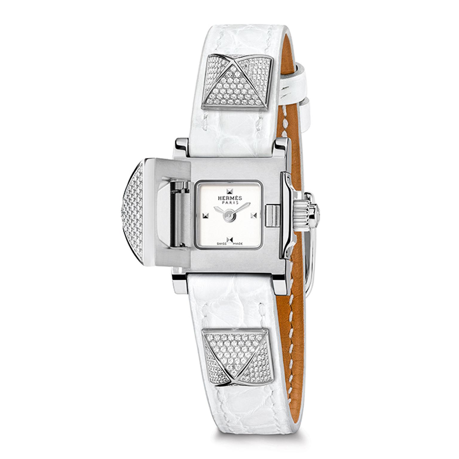 Medor Mini steel and diamond watch Hermes The Jewellery Editor