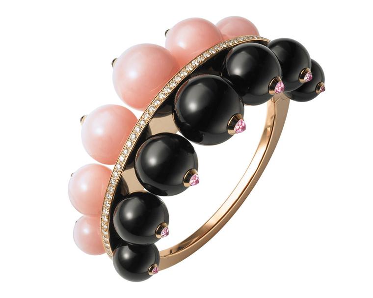 Cartier bracelet from the Évasions Joaillières Collection in pink gold, set with pink opals, onyx and diamonds