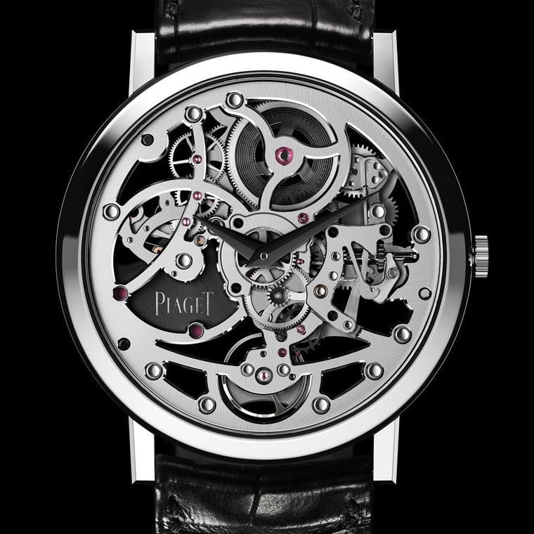 Piaget Altiplano Skeleton white gold, black and white platinum with a black alligator strap