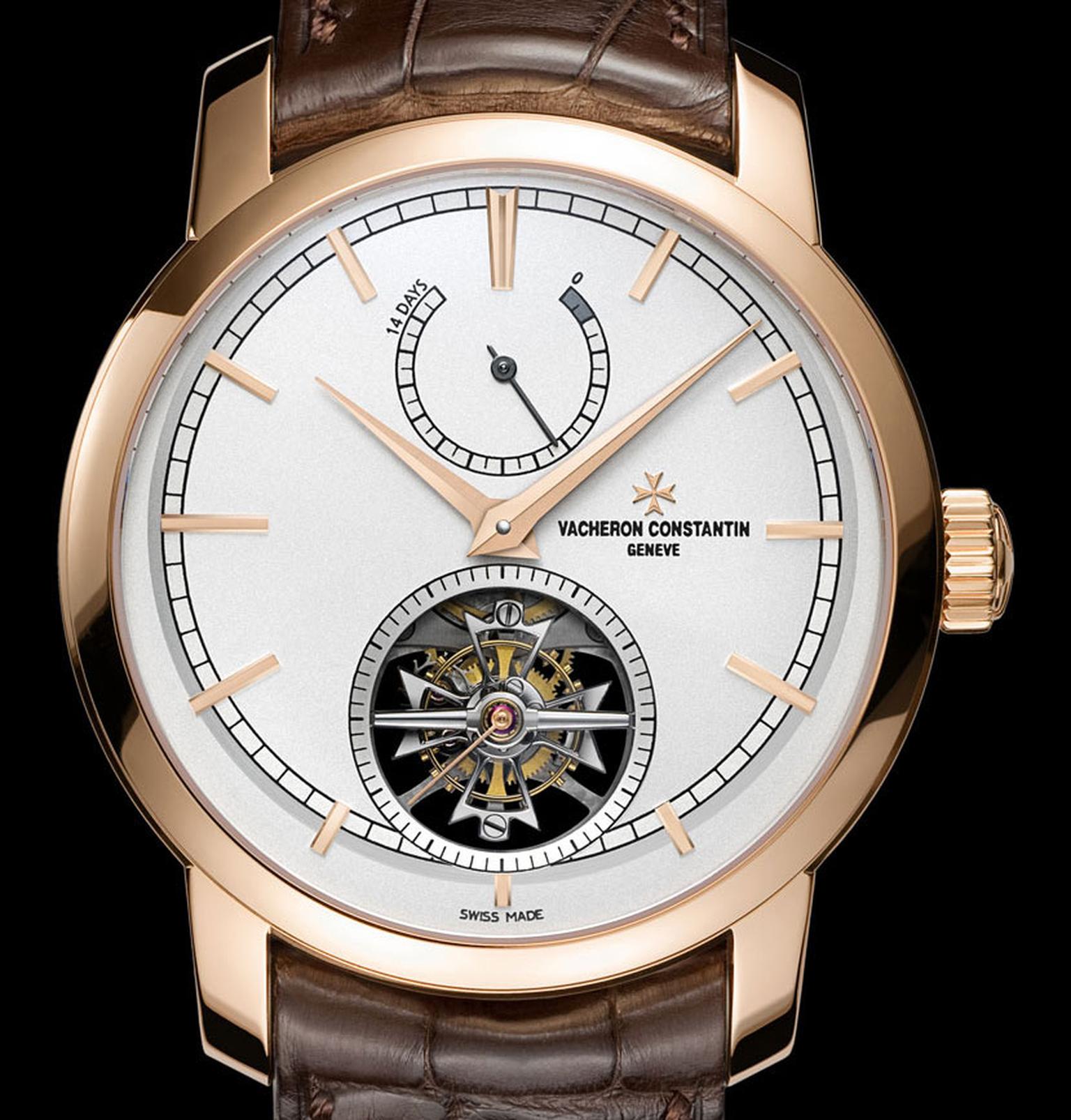 Vacheron-Constantin-Patrimony-Traditionnelle-14-day-Tourbillon-pink-gold,-transparent-back-fitted-with-a-sapphire-crystal-and-brown-alligator-leather-strap