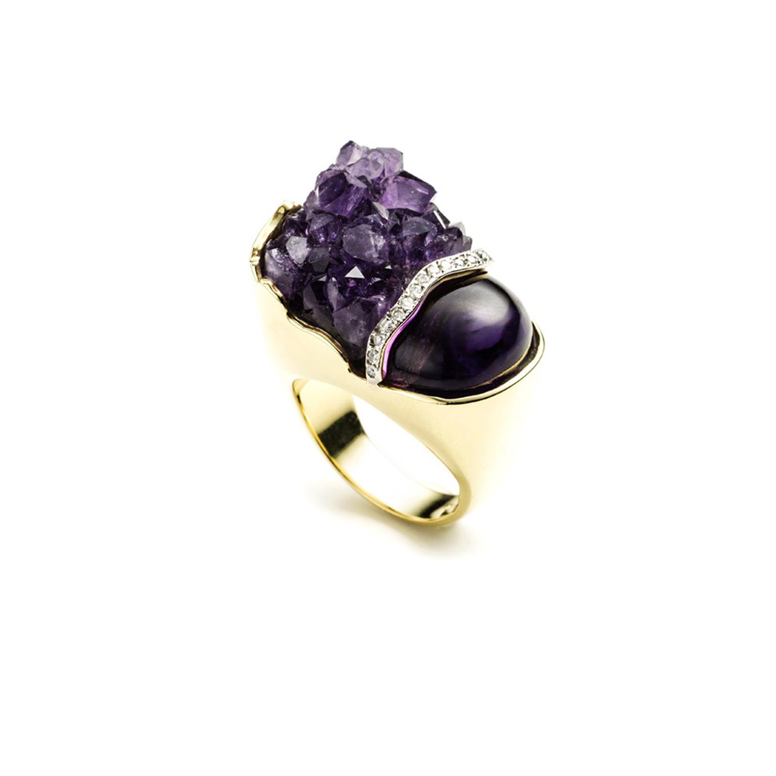 Rough cut amethyst ring hotsell