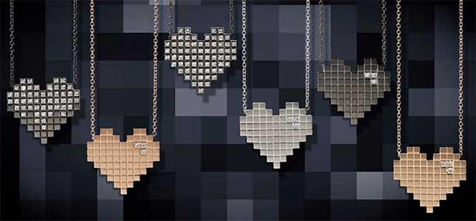 Francesca Grima Pixel Hearts necklaces