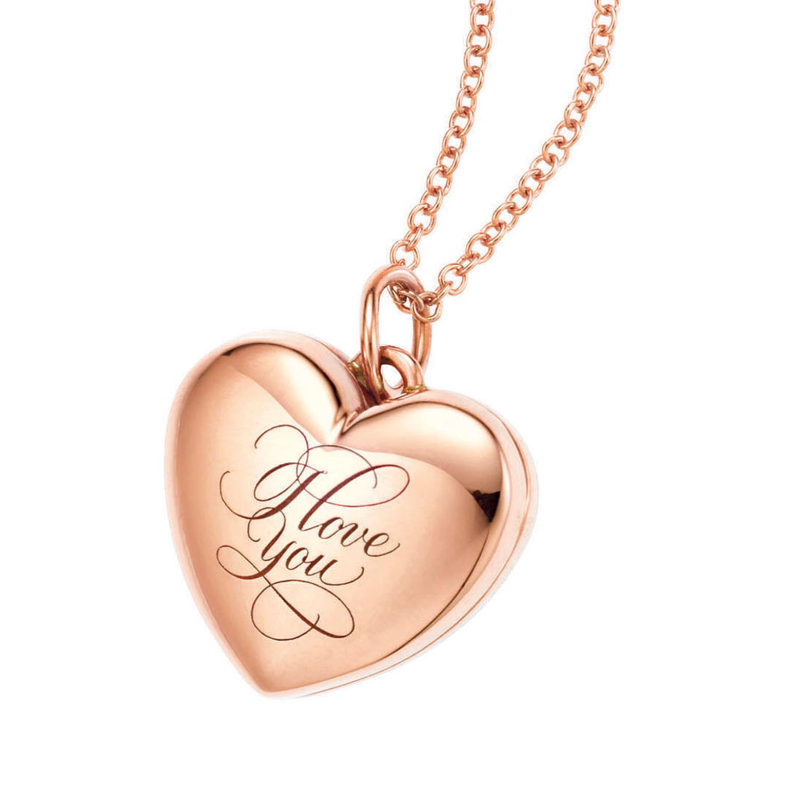 Tiffany I love you locket in rose gold 680GBP and the rose gold Chain 135GBP