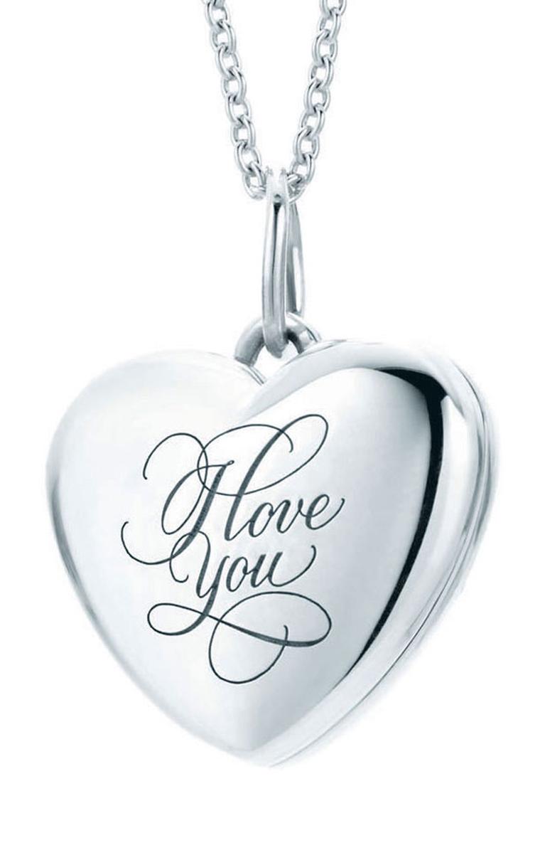 Tiffany Hearts lockets with "I Love You" inscription in sterling silver on sterling silver pendant chain 325GBP